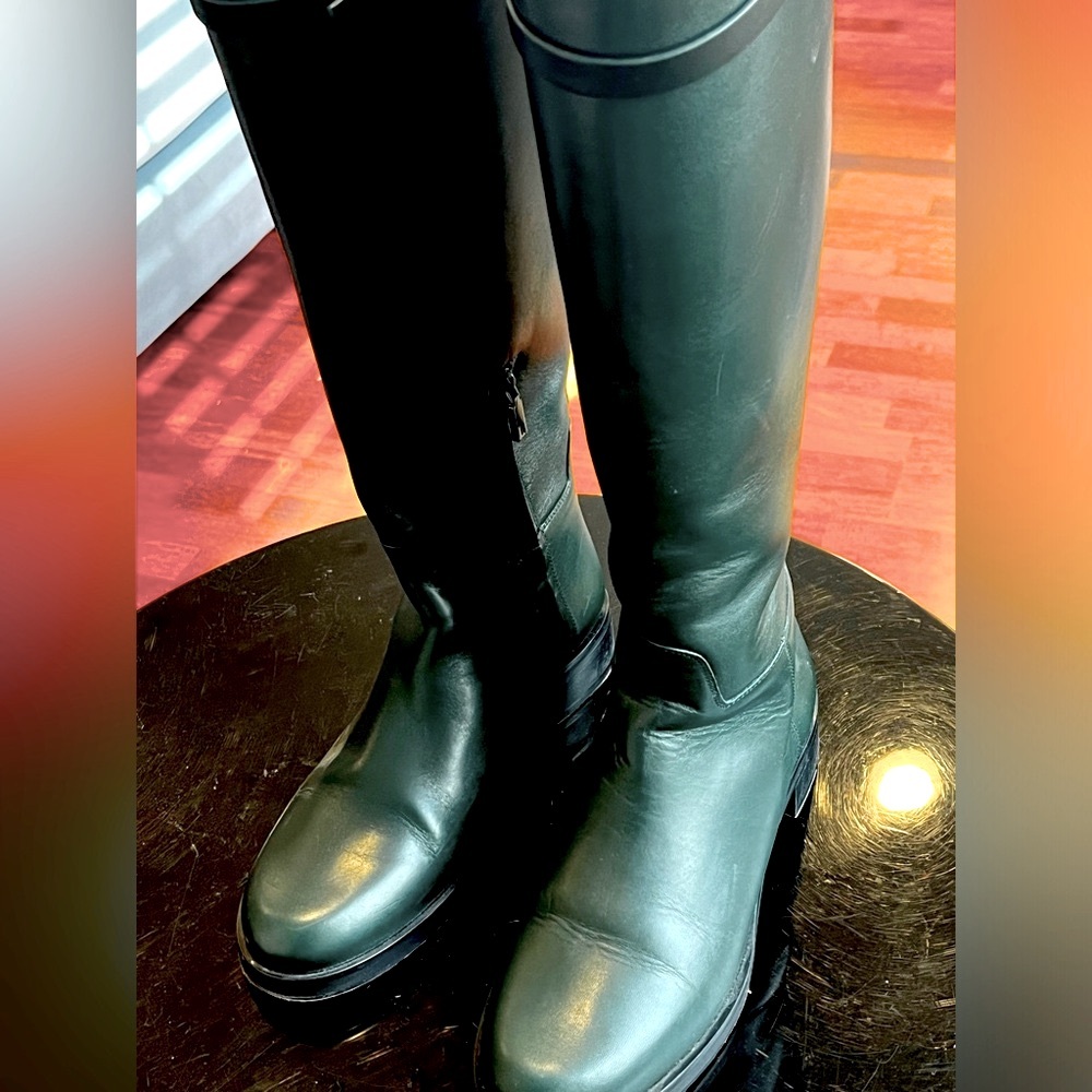 LAFAYETTE 148 NEW YORK PULL ON ZIPPER KNEE-HIGH BOOTS GREEN Size 8.5